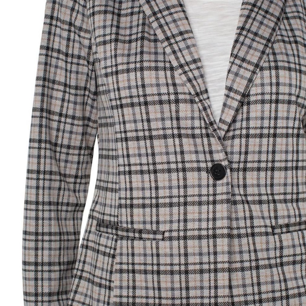 Sz L⭐️NWT Liverpool FW 2022 Cashew (beige) Plaid Tartan Blazer PTP 20”